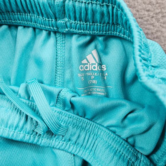 Adidas Gym Shorts Girls Small 7/8 Teal Blue - Picture 2 of 8